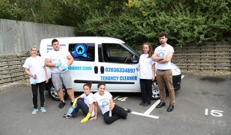 Tenancy Cleaner cleaning team with the company van